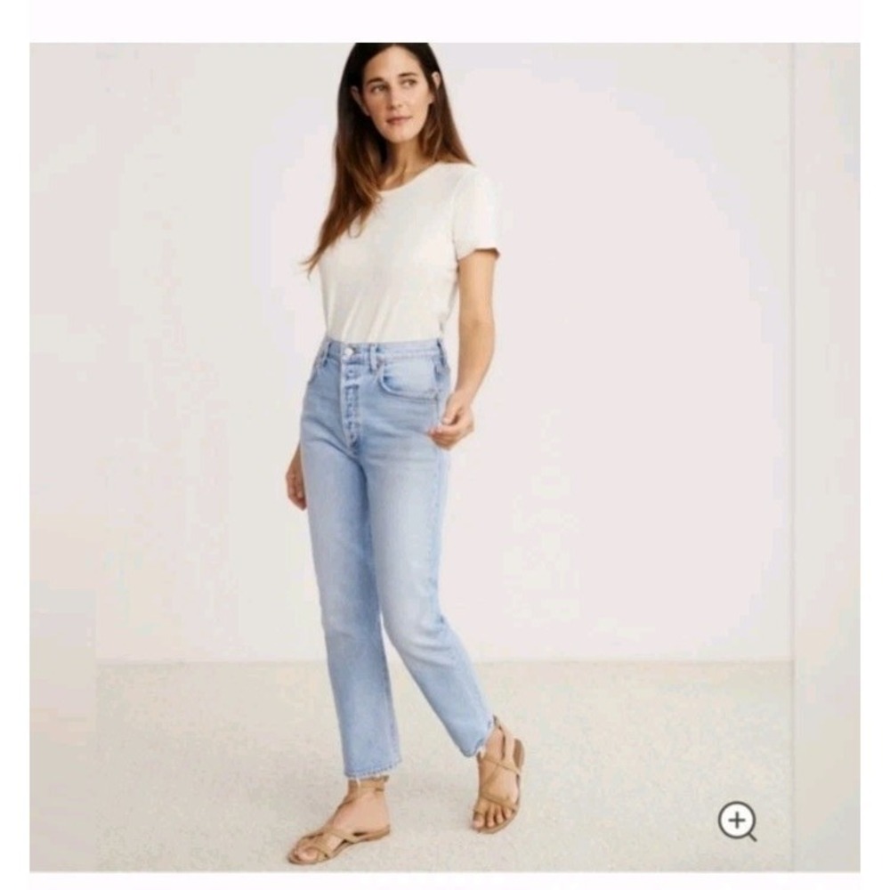 Agolde‎ Women's Jeans Riley Crop 32 Button Fly High Rise Denim Stretch Boho